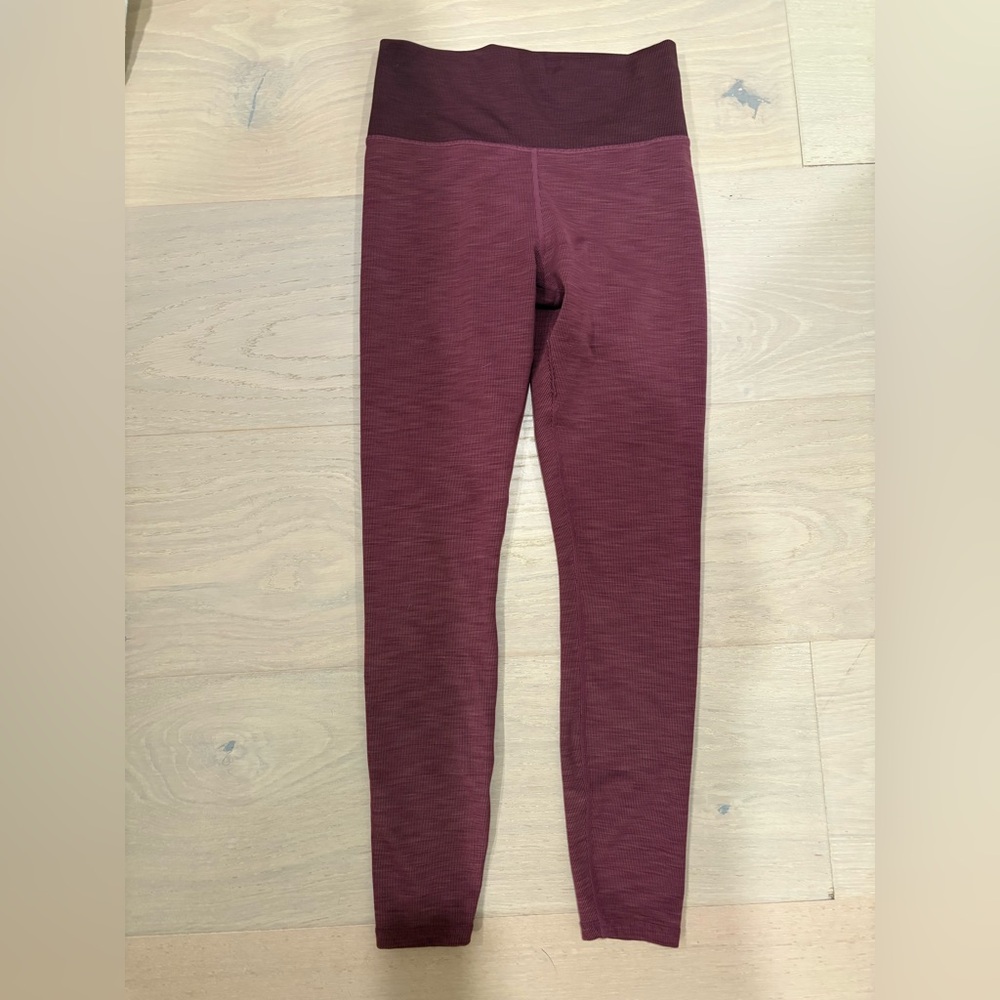 Vuori Maroon Ribbed High Waisted Leggings